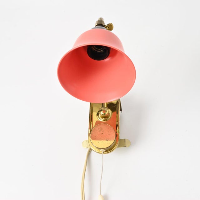 Beige Mid-Century Brass Clamp Lamp, 1950s For Sale - Image 8 of 9