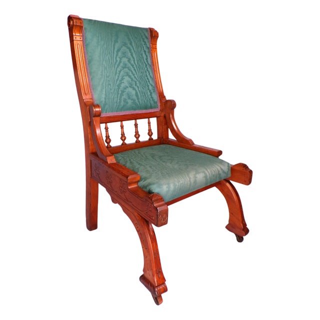 1880s Victorian Era Professionally Restored Child's Mahogany Slipper Chair For Sale