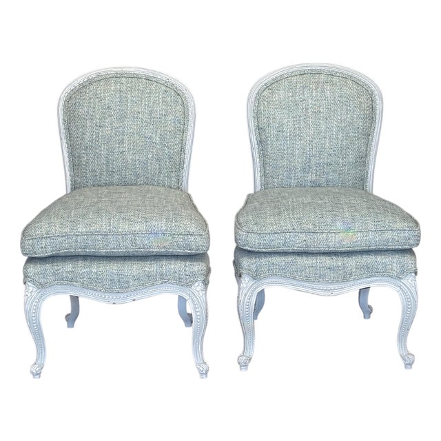Pair of Mid-20th Century Louis XVI Style Slipper Chairs For Sale