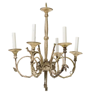 French Style Silvered Chandelier With French Horns