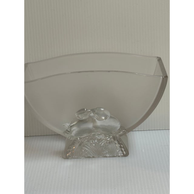 Art Deco 1938 Vintage Sign Verlys Frosted/Clear "Love Birds" Glass Vase For Sale - Image 3 of 17