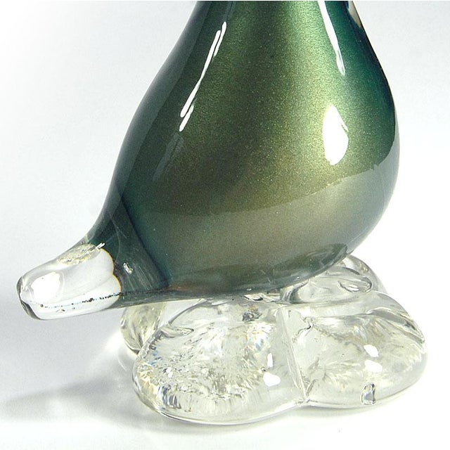 1960s Green Murano Glass Bird from Alfredo Barbini, 1960s For Sale - Image 5 of 9