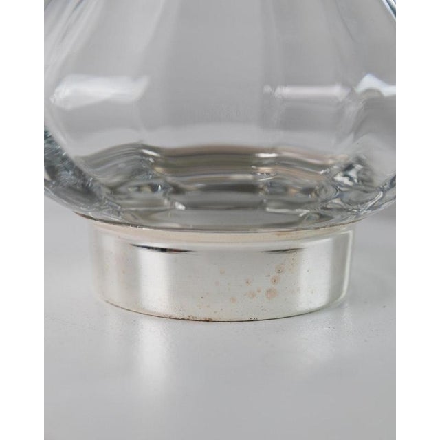 Vintage Clear Glass Vase with Linear Pattern and Silver-Plated Details, 1980s For Sale - Image 6 of 12