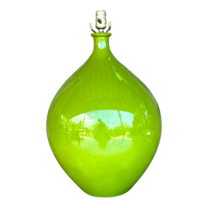 Vintage Boho Monumental Green Glazed Ceramic Lamp