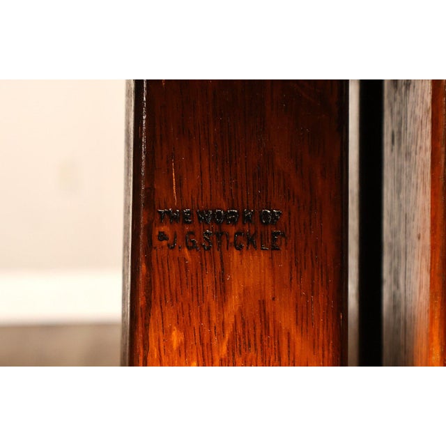Antique L. & J.G. Stickley No. 716 Mission Oak Shoe Foot Round Dining Table For Sale - Image 16 of 18