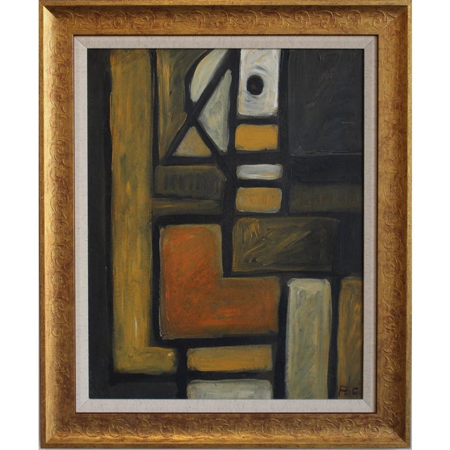 Postwar European Artist, The Vanguard Series Nr. XXIV Abstract Composition, 1950s-1970s, Oil on Board, Framed For Sale