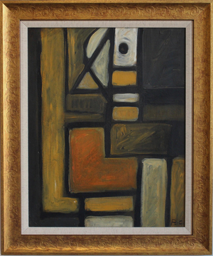 Postwar European Artist, The Vanguard Series Nr. XXIV Abstract Composition, 1950s-1970s, Oil on Board, Framed