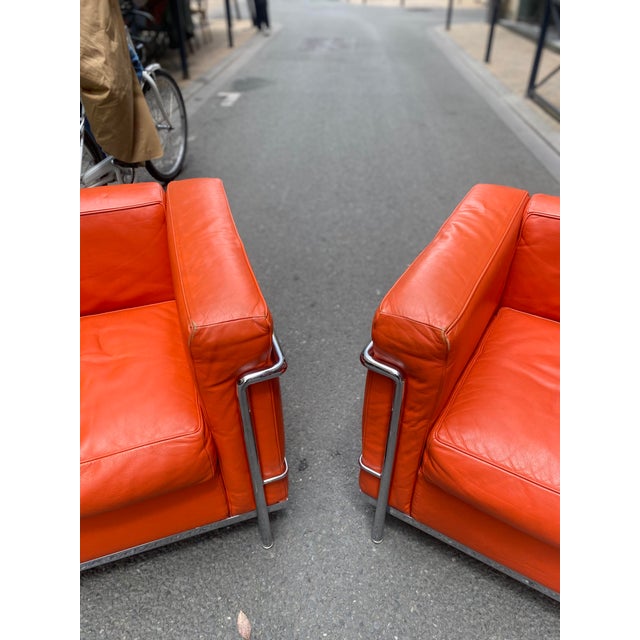 LC2 Armchairs by Le Corbusier for Cassina, 1990s, Set of 2, in Very Good conditions. Designed 1970 to 1979 This piece has...