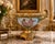 Exceptional late 19th-century French Sevres-style centerpiece featuring a richly colored bleu céleste porcelain bowl...