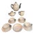 Antique White Block Germany Lusterware Tea Set Art Deco Iridescent 1930s JLB S - 15 pcs For Sale