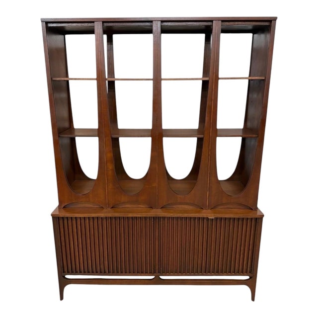 Mid-Century Modern Broyhill Brasilia 2-Piece Walnut Room Divider - Refinished! For Sale