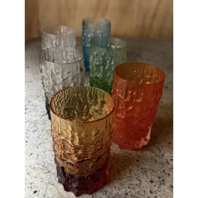 Italian Textured Bark Glasses in the style of Geoffrey Baxter, 1960s, Set of 6 For Sale - Image 13 of 18