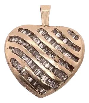 14 Karat Yellow Gold Heart Charm/Pendant With Diamonds