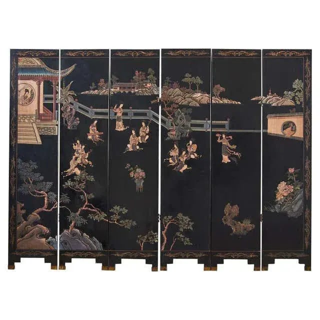 Chinese Export Six Panel Coromandel Screen Twelve Beauties For Sale - Image 13 of 13