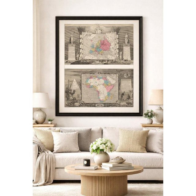 A striking and highly decorative pair of mid-19th-century maps depicting Europe and Africa, created by the celebrated...