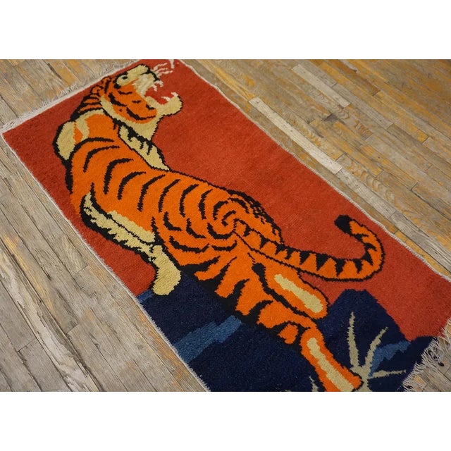 1960s Yellow Vintage Chinese Mid Century Modern Tibetan Tiger Design Area Rug For Sale - Image 12 of 15