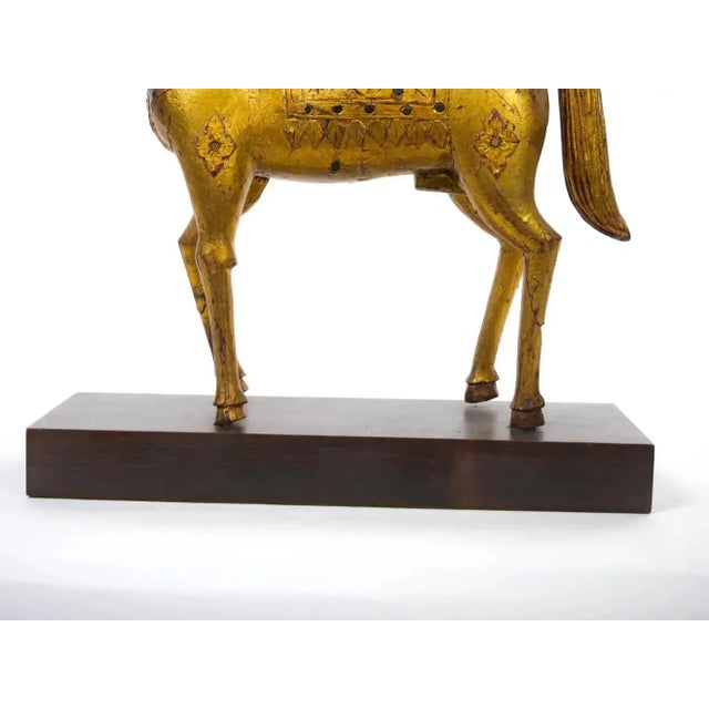 Wood Hand Carved Gilt Gold / Wood Base Decorative Horse Sculpture For Sale - Image 7 of 13