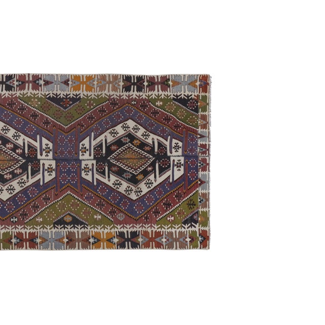 1970s Vintage Pastel Geometric Kilim Rug 4'11'' X 11'11'' For Sale - Image 5 of 13