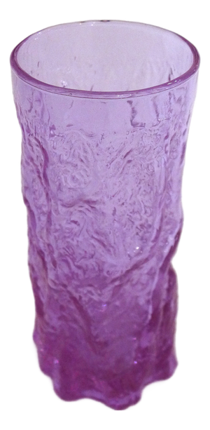 Bark Relief Goblet Vase in Mauve Glass by Geoffrey Baxter, 1960s