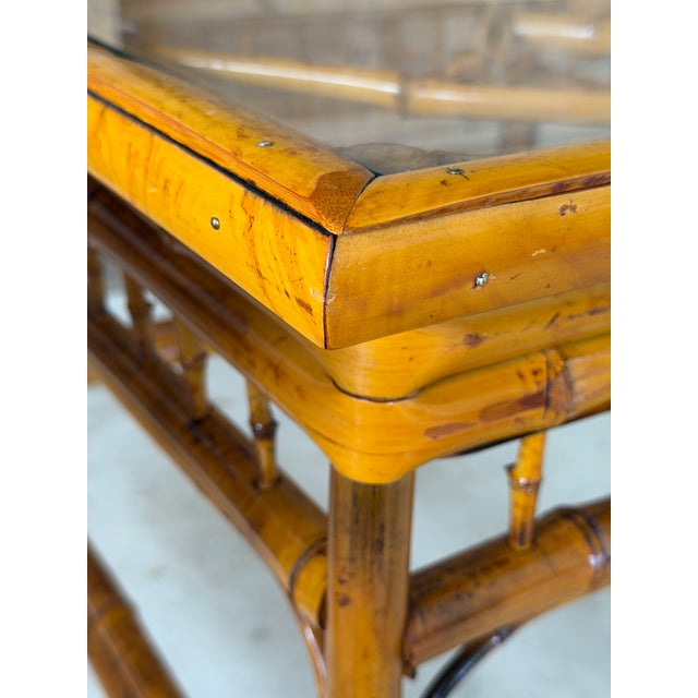 Pair of Refinished Brighton Pavilion Style Bamboo Side Tables For Sale - Image 10 of 12