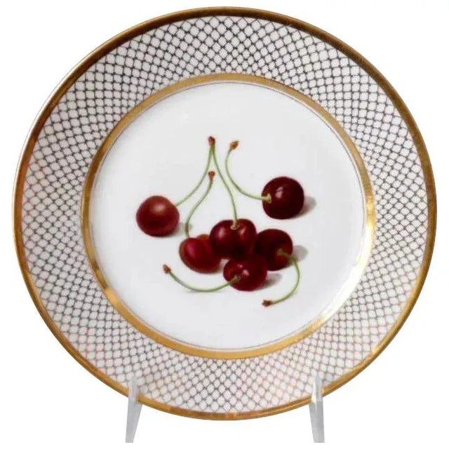 19th Century Early 19th Century French Empire Old Paris Porcelain Edouard Honore Hand Painted Botanical Cherry Plate For Sale - Image 5 of 5