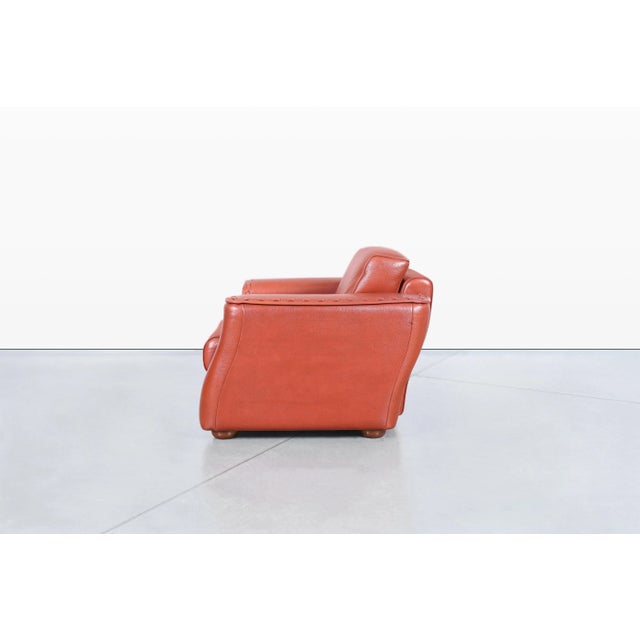 Burnt Orange Vintage Oversized Italian Leather Lounge Chairs by Formenti, 1980s For Sale - Image 8 of 12