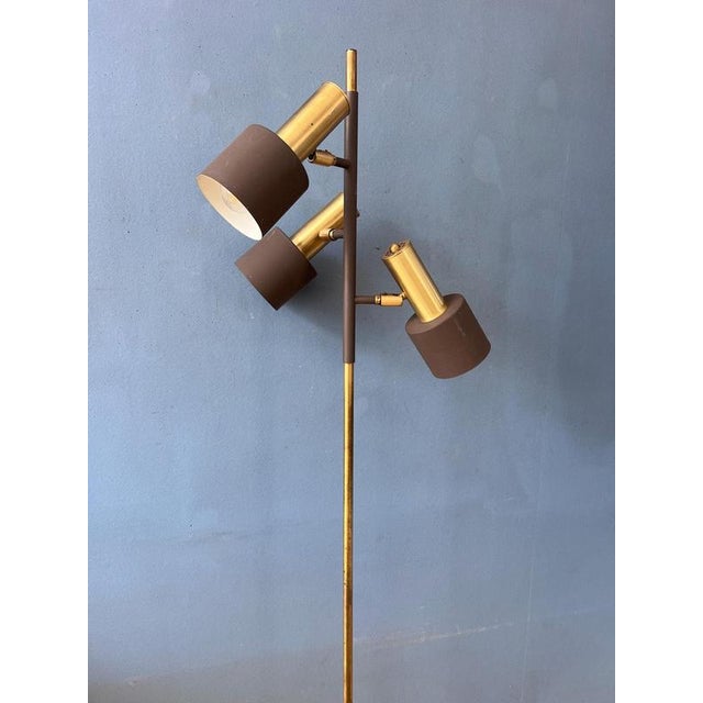 Vintage Space Age Floor Lamp in Brass and Metal from Dijkstra For Sale - Image 9 of 13