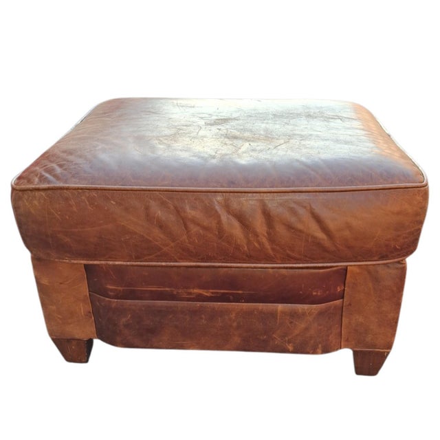 Vintage Zagaroli Chesterfield Hairy Claws Wingback Leather Chair & Ottoman For Sale - Image 10 of 12