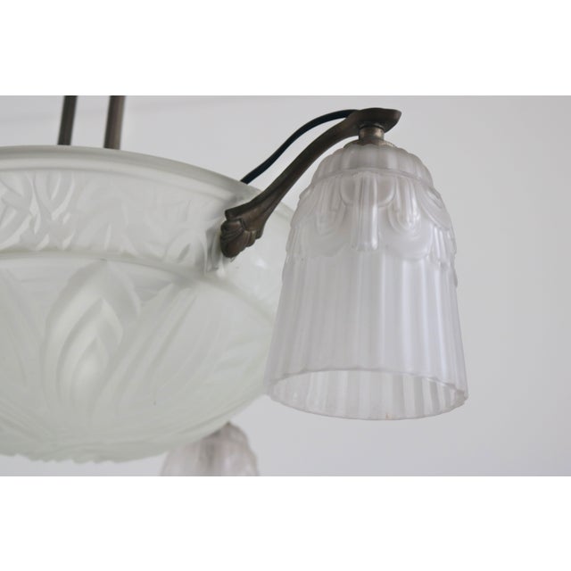 Muller Frères Art Deco French Chandelier in Silvered Bronze by Muller Frères, 1925 For Sale - Image 4 of 11