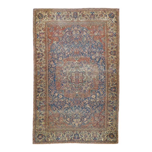 Antique Persian Isfahan Rug 4’2" X 6’7" For Sale
