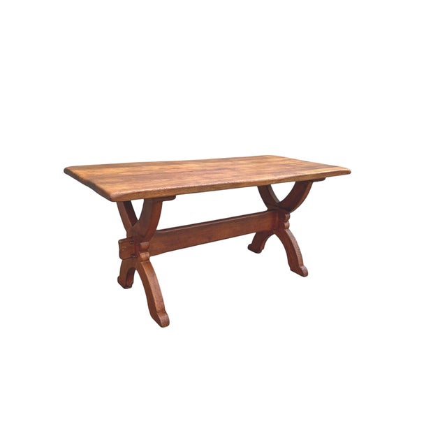 Mid-Century Modern Brutalist X-Base Trestle Dining Table in Oak by Bram Sprij, 1960s For Sale - Image 3 of 9