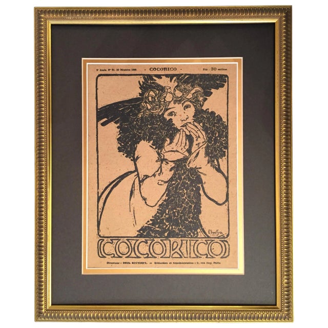 Framed 1899 Original Alphonse Mucha Cocorico Cover For Sale
