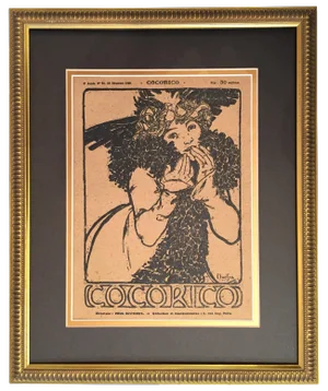 Framed 1899 Original Alphonse Mucha Cocorico Cover