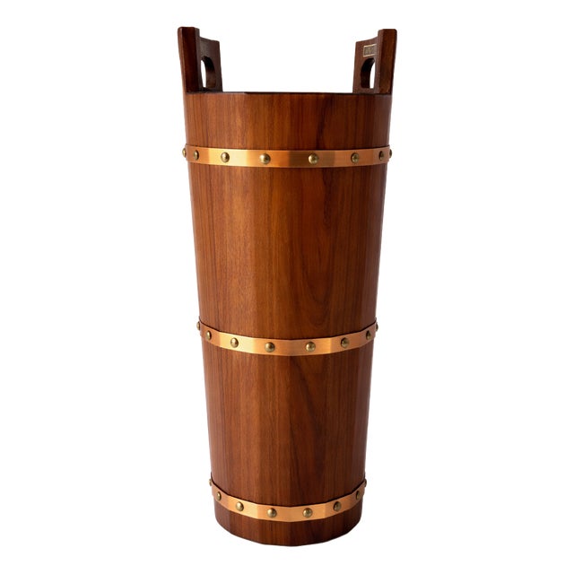 Mid-Century Modern Teak Umbrella Holder from JH Fabrikerna, Sweden, 1950s For Sale