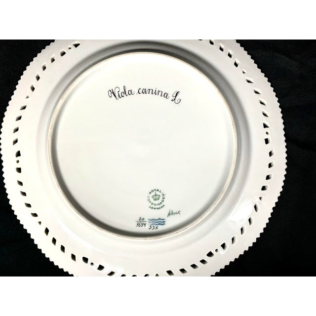 Ceramic Royal Copenhagen Flora Danica 9" Plate, Viola Canina L, Gilt Border For Sale - Image 7 of 9