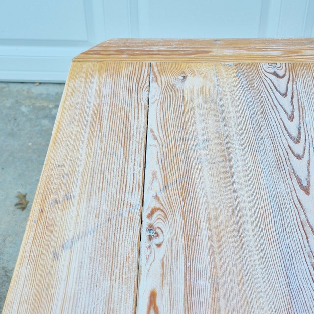 Gustavian Swedish Farmhouse Style Antique Pine Dining Table Desk W/ Reeded Dummy Drawer For Sale - Image 9 of 10