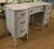Mid 20th Century Chippendale Mahogany Double Pedestal Writing Desk With Blue-Gray Distressed Finish For Sale - Image 4 of 9