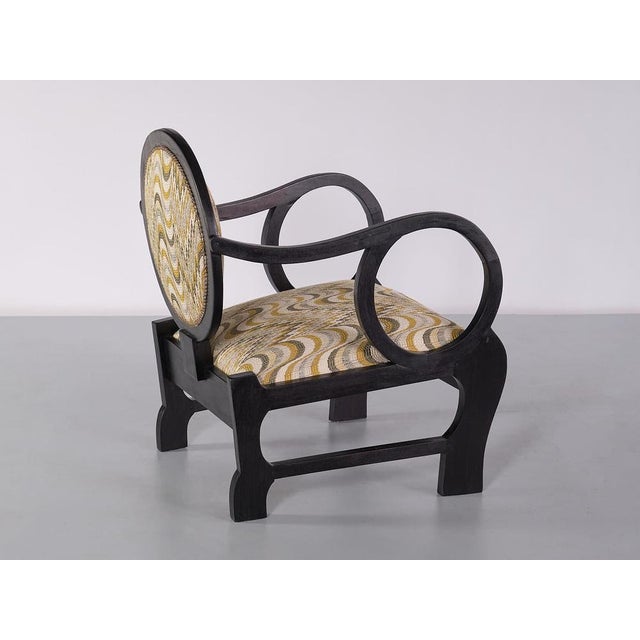 Black Set of Vintage Armchairs in Oak and Dedar Jacquard by Lajos Kozma, 1940s For Sale - Image 8 of 16