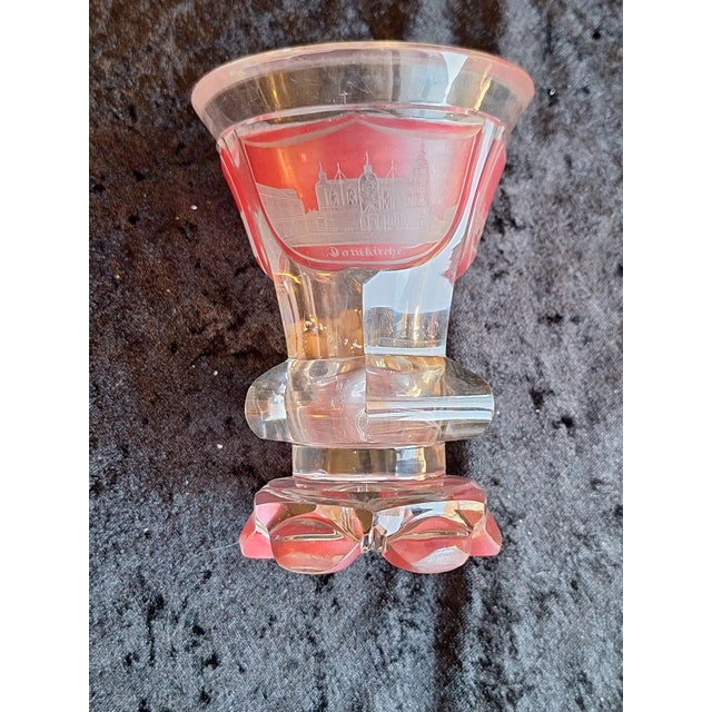 Antique Biedermeier Viewing Glass with Engraved Views of Prague, 1840 For Sale - Image 3 of 6