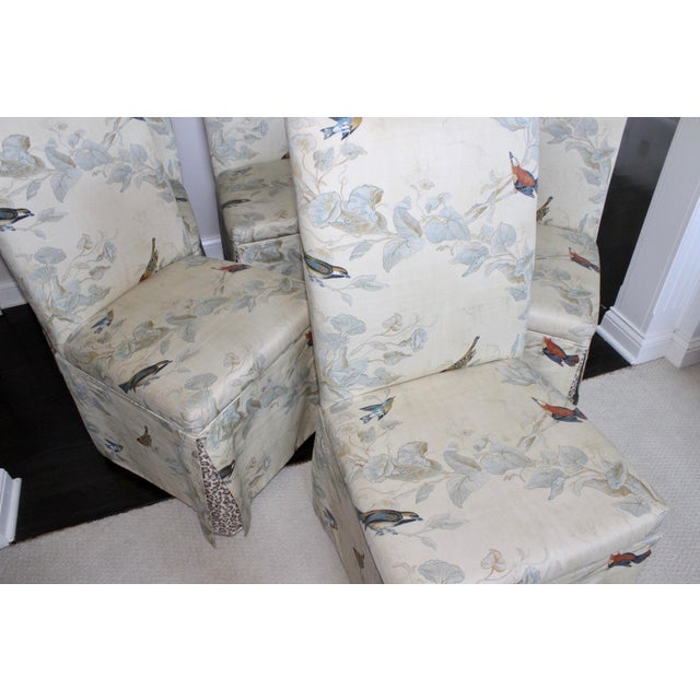 Hollywood Regency French Floral Animal Print Parson Dining Chairs