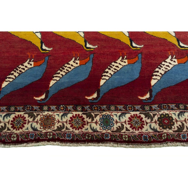 Hand-Knotted Gabbeh Nomad Rug with Bird Motif For Sale - Image 6 of 11