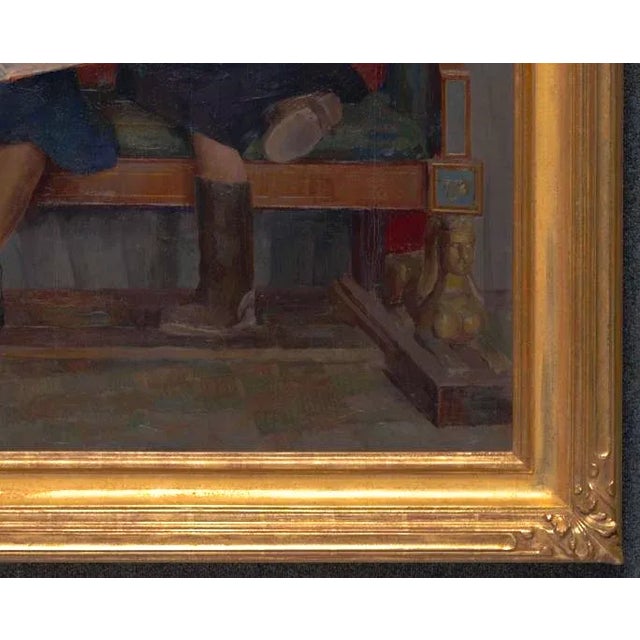 1950s "Three Girlfriends" Original Oil Painting by Evgeni Krylov Circa 1950 For Sale - Image 5 of 7