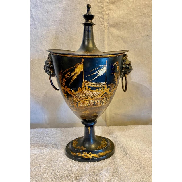 Regency Period Tole Chestnut Urn in Chinoiserie For Sale - Image 13 of 13