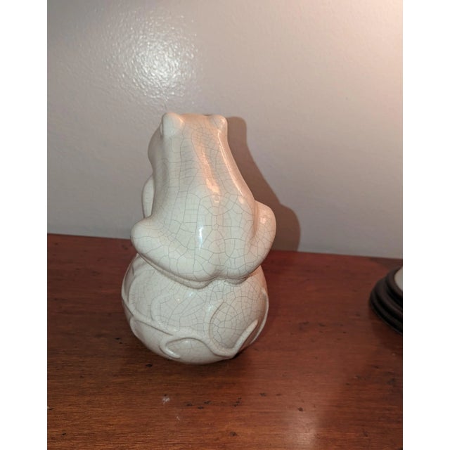 Art Deco '90s Frog on a Stylized Ball For Sale - Image 3 of 5