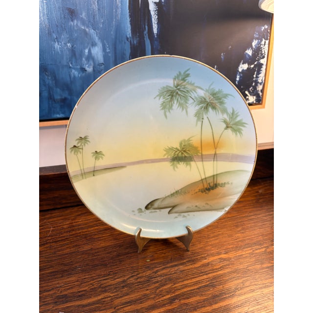 Japanese Antique Hand-Painted Nippon Porcelain Cabinet Plate, C. 1900–1920 For Sale - Image 3 of 7