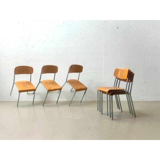 Vintage Stacking Chair in Plywood and Tubular Steel, 1970s For Sale - Image 6 of 18