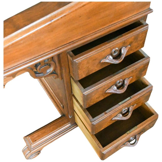 Brown Antique Green Top Davenport Desk For Sale - Image 8 of 11