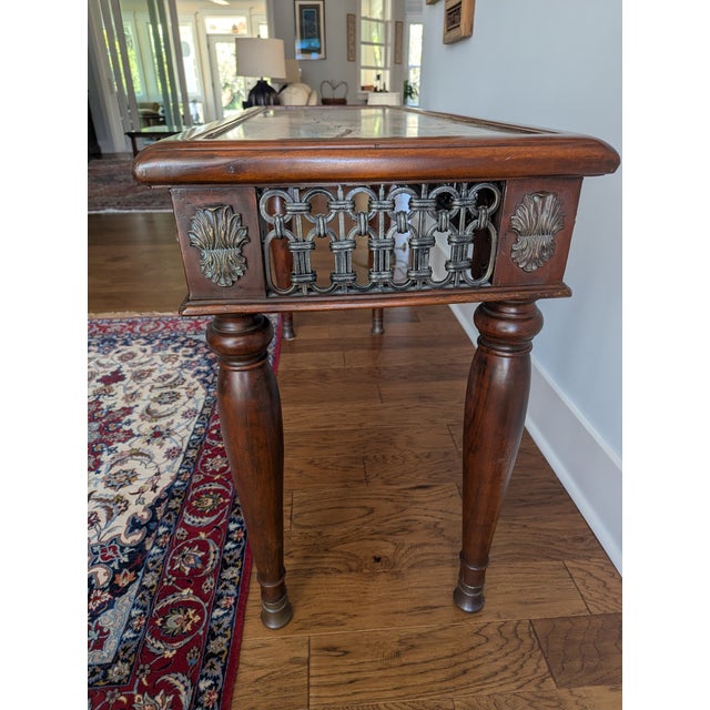 Wood 1990s Theodore Alexander Morgan Hill Marble Top Console Table For Sale - Image 7 of 14