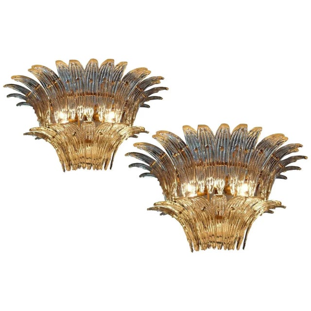 Italian Palmette Sconces by Barovier & Toso, Murano, 1960, Set of 2 For Sale - Image 11 of 11