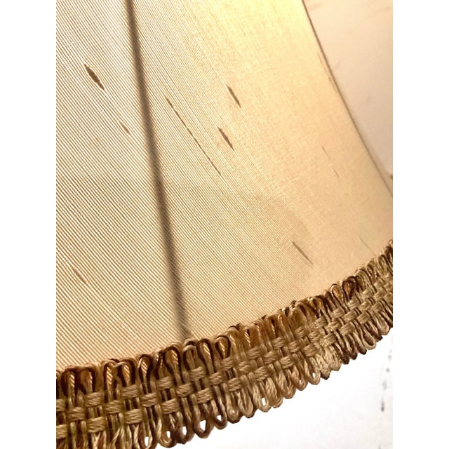 Metal 1970s Rococo Gold Large Table Lamp With Custom Silk Shade For Sale - Image 7 of 7